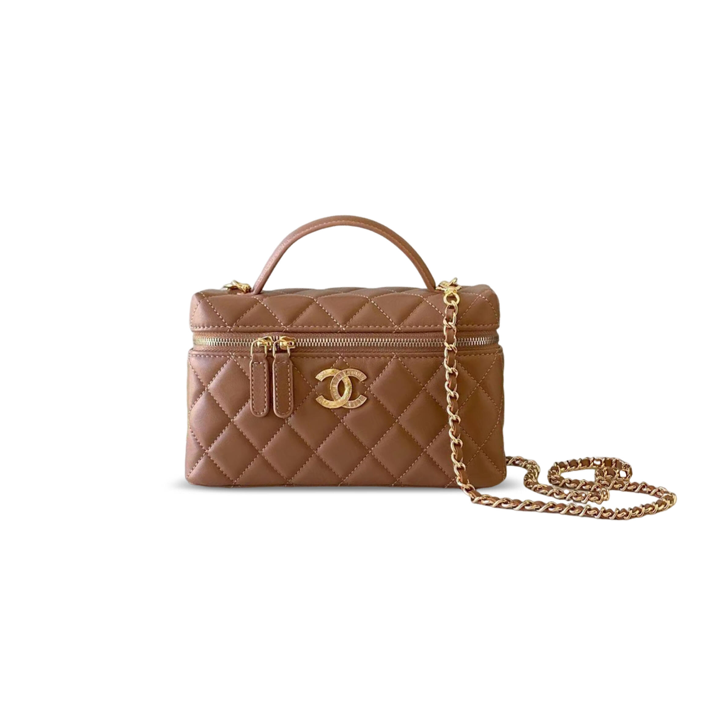Ch**el 25c vanity case with chain lambskin ap4804 (19.5*17*5cm)